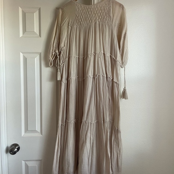 Free People Blush Pink Embroidered long Sleeve Midi Dress - Picture 7 of 8